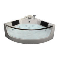 WHIRLPOOLBADEWANNE - 2 -Sitzer - Sicherheitsglas - weiß - EVELINA - Weiß, Glas (138/59/138cm) - Vente-Unique