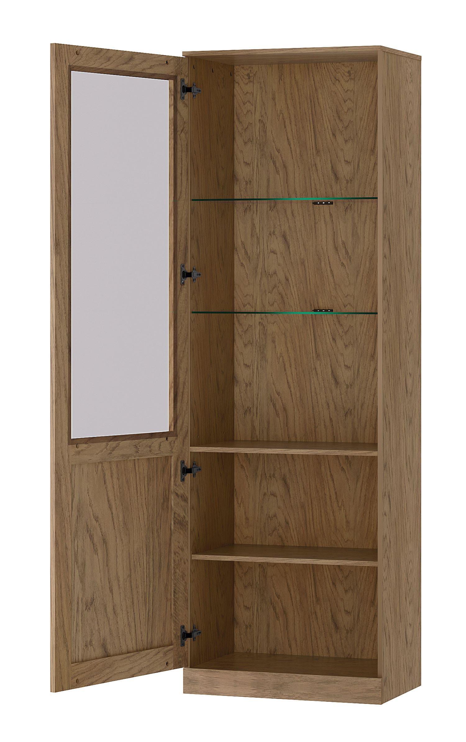 STANDVITRINE Cozy 10 Eiche Rustikal 65 / 42 / 198cm - Eichefarben/Braun, Holz/Metall (65/198/42cm) - Feldmann-Wohnen