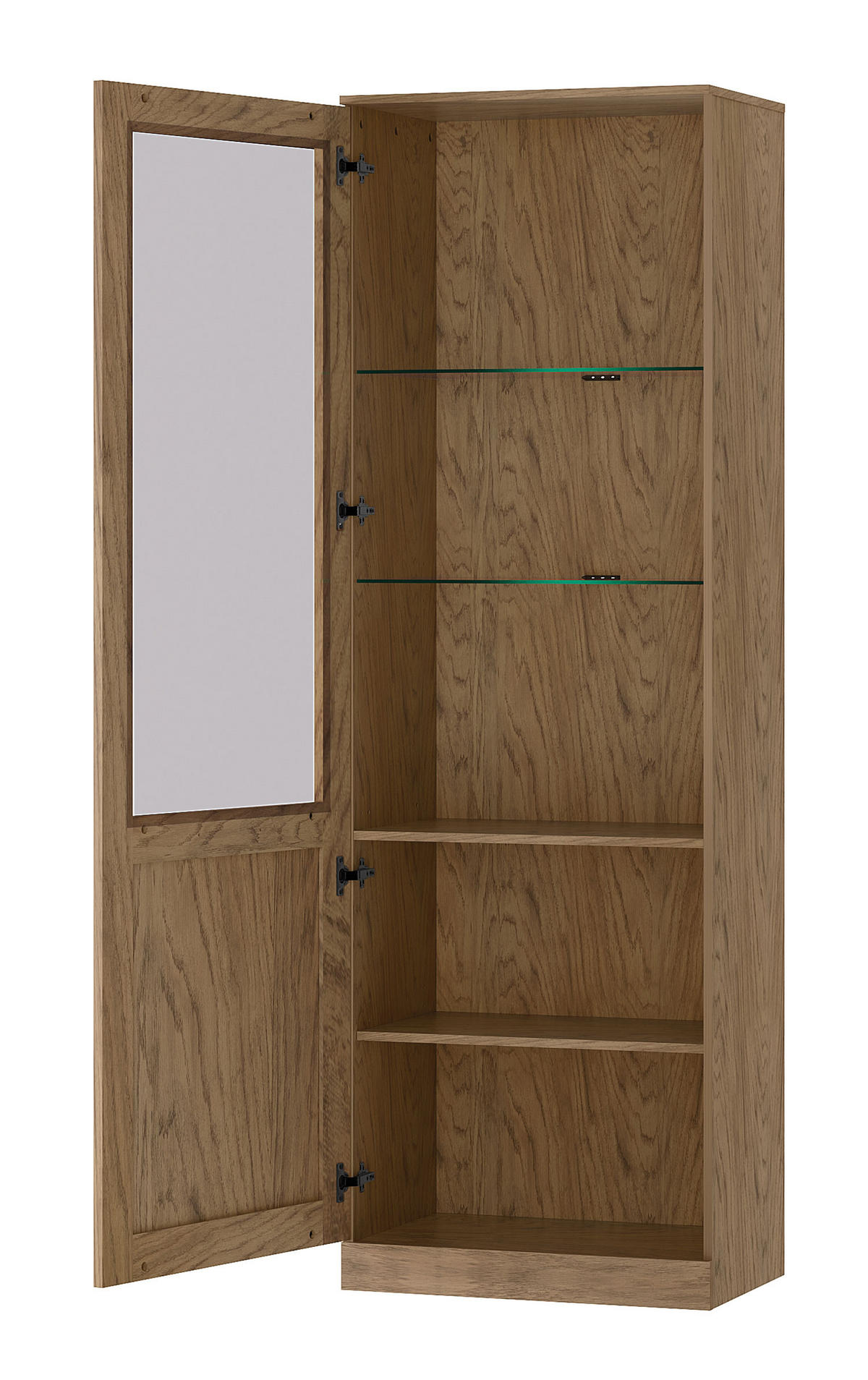 STANDVITRINE Cozy 10 Eiche Rustikal 65 / 42 / 198cm - Eichefarben/Braun, Holz/Metall (65/198/42cm) - Feldmann-Wohnen