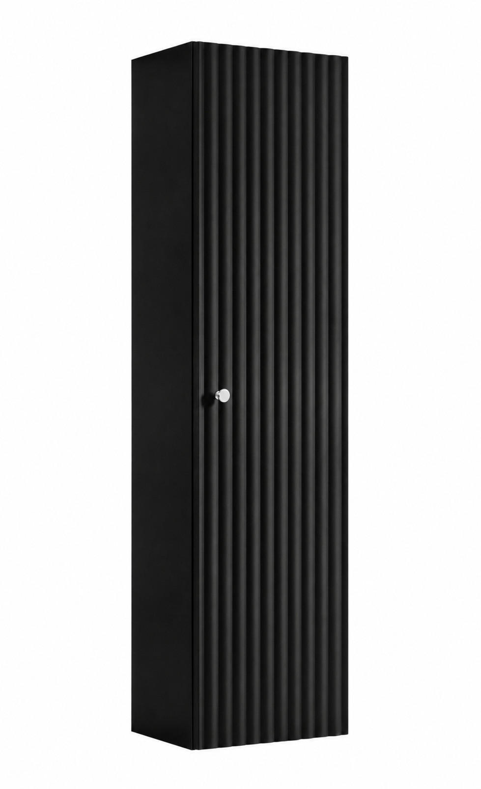 BADEZIMMER-HOCHSCHRANK: Schwarz / Griffe Silber, 35 x 27 x 136 cm - Silberfarben/Schwarz, Holzwerkstoff (35/136/27cm) - 3XE LIVING