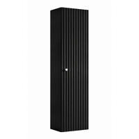 BADEZIMMER-HOCHSCHRANK: Schwarz / Griffe Silber, 35 x 27 x 136 cm - Silberfarben/Schwarz, Holzwerkstoff (35/136/27cm) - 3XE LIVING
