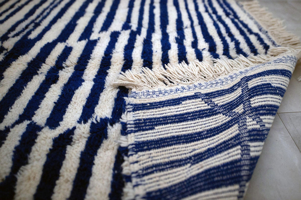 BERBERTEPPICH marokkanisch aus Bahia-Wolle blau - Blau, Naturmaterialien (250/350cm) - AFK Living