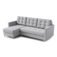 ECKSOFA DIVO 224x103 cm, Schlaffunktion, Hellgrau, Links - Hellgrau, Holz/Textil (144/224cm) - DomoHome
