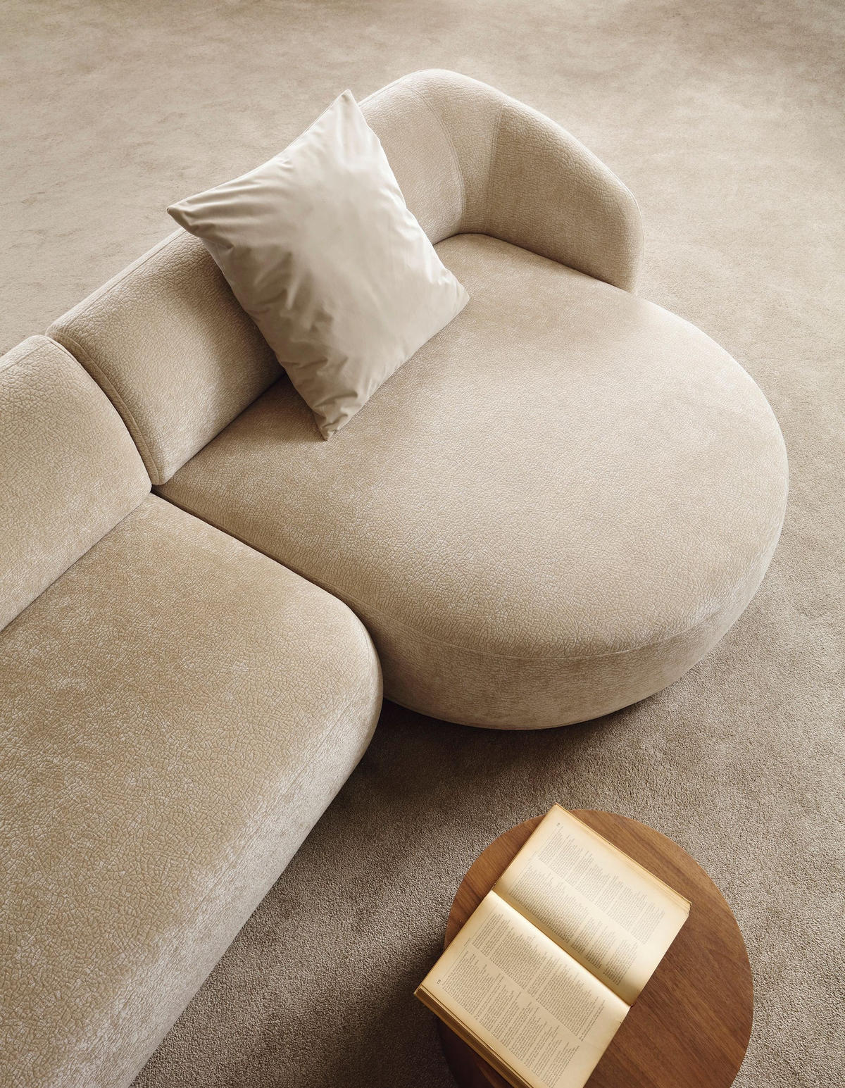 ECKSOFA Nobis Beige, Modulares Sofa mit abgerundeter Seite, rechte seite - Beige, Holzwerkstoff/Textil (288/147cm) - Bettso