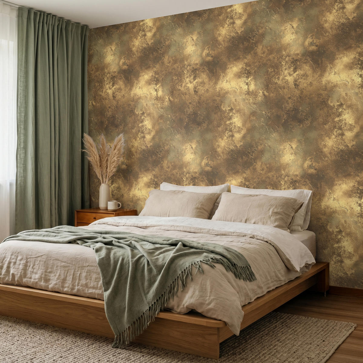 TAPETE - Antik - Metallic-Look - Gold - 240x200 cm - Messingfarben, Papier (240/200cm) - OnlyWow