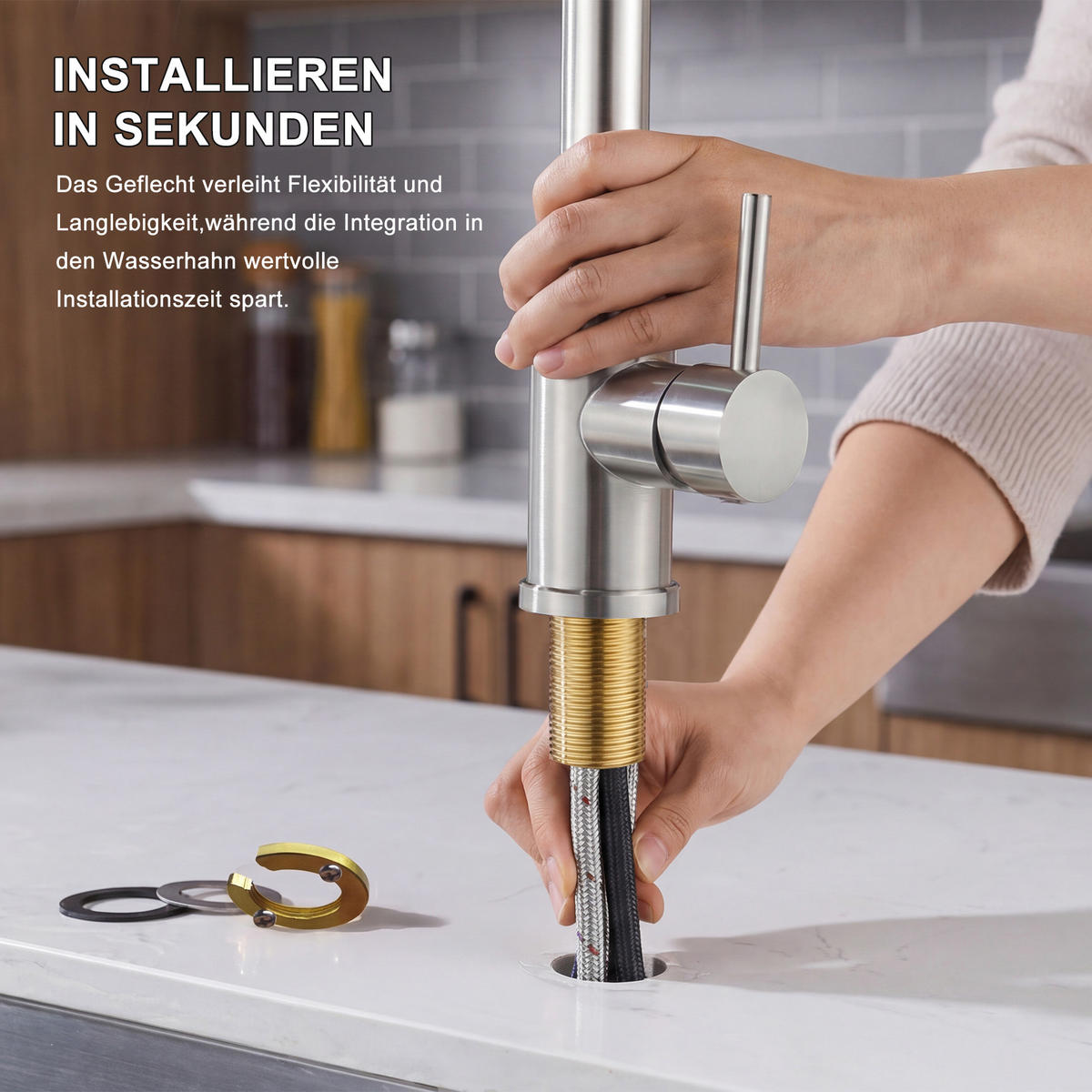 WASCHBECKENARMATUR Chrom 7-Form Ausziehhahn Warm-Kalt - Silberfarben, Metall (23.5/7/43.5cm) - SHOPENTRA