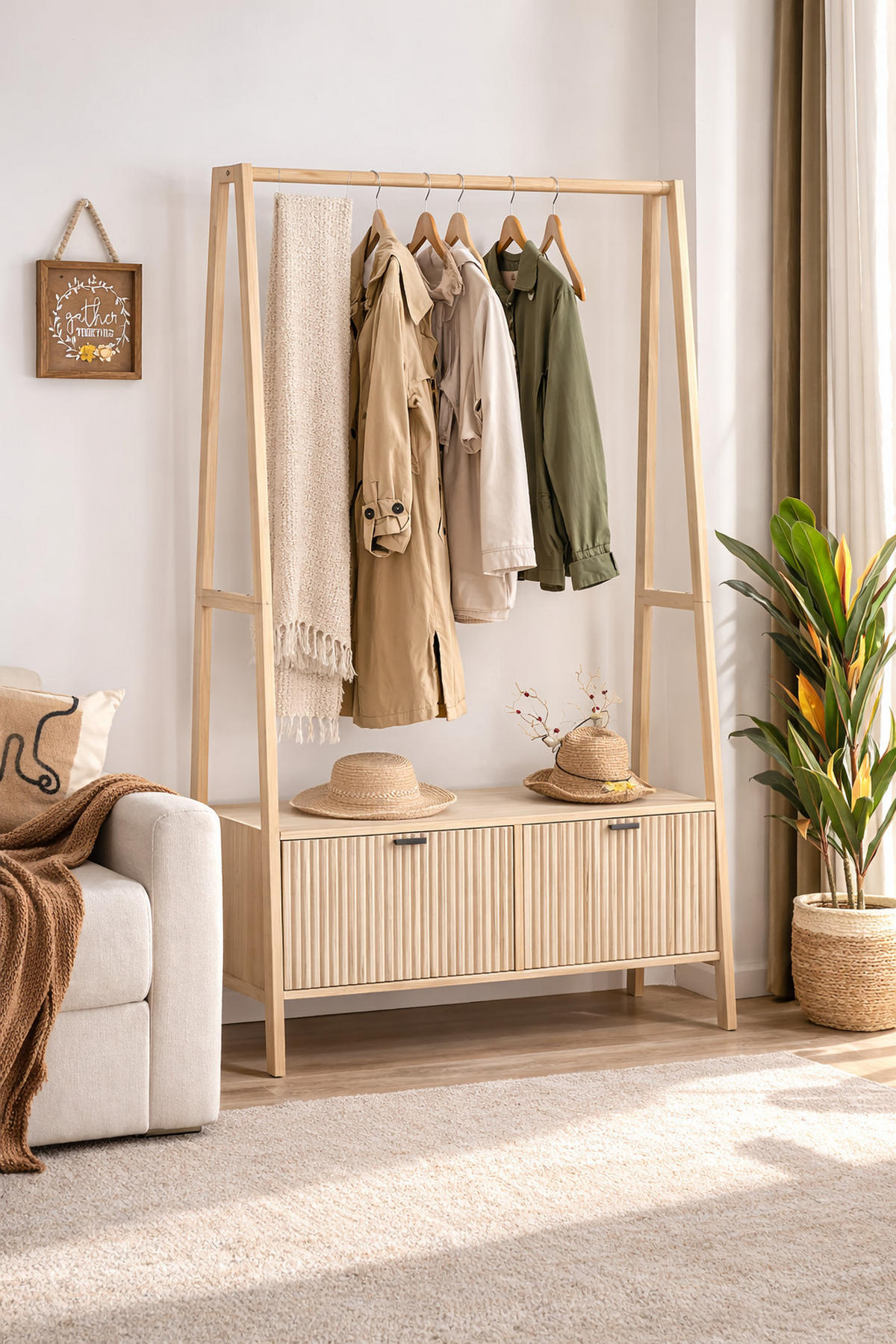 GARDEROBE Holz Braun - Braun, Holz (110/165/36cm) - Nordlys