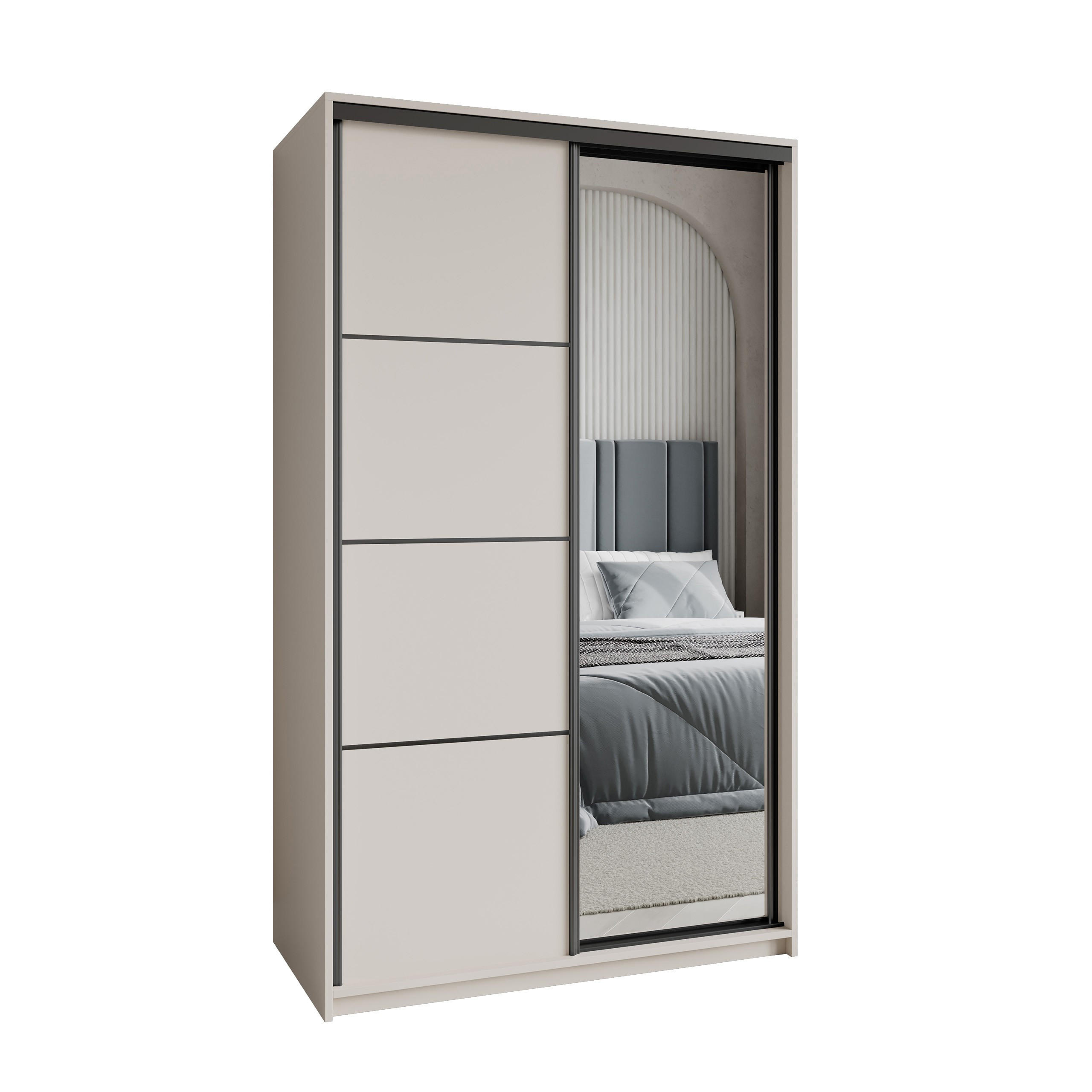 SCHWEBETÜRENSCHRANK VARO 120/205/60 cm 2-türig mit Spiegel Kaschmir - Kaschmir, Holzwerkstoff (120/205/60cm) - MASSENO