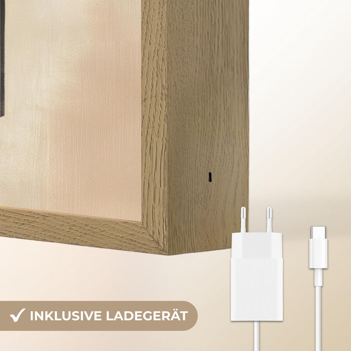 NÁSTĚNNÁ LAMPA S AKUMULÁTOREM Luk - Pruhy - Minimalistický - Černý 40x30 cm - béžová, kompozitní dřevo (40/30/8cm) - OnlyWow