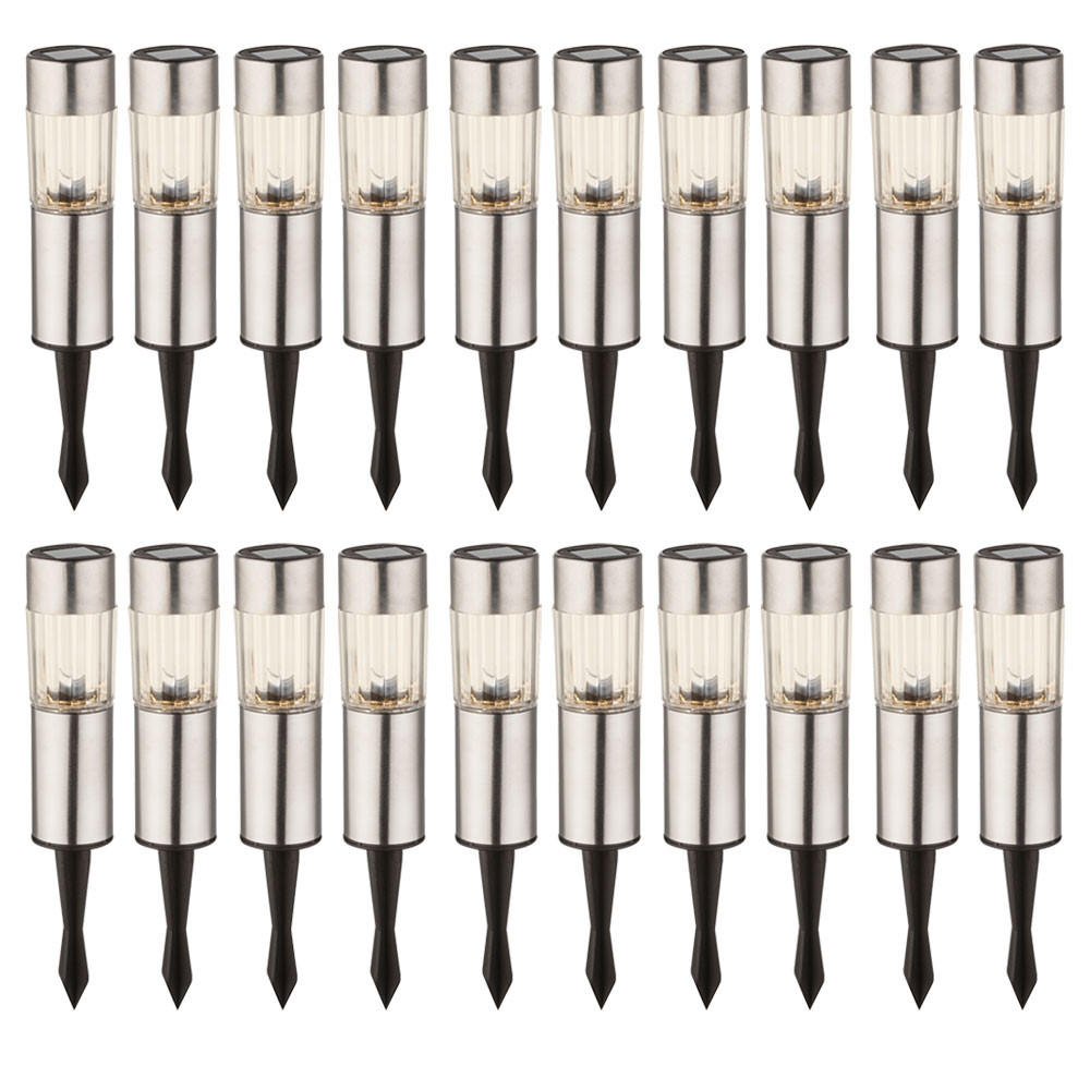 LED SOLARLEUCHTE Edelstahl Silber - Silberfarben, Kunststoff (4.6/4.6/25cm) - Globo Lighting