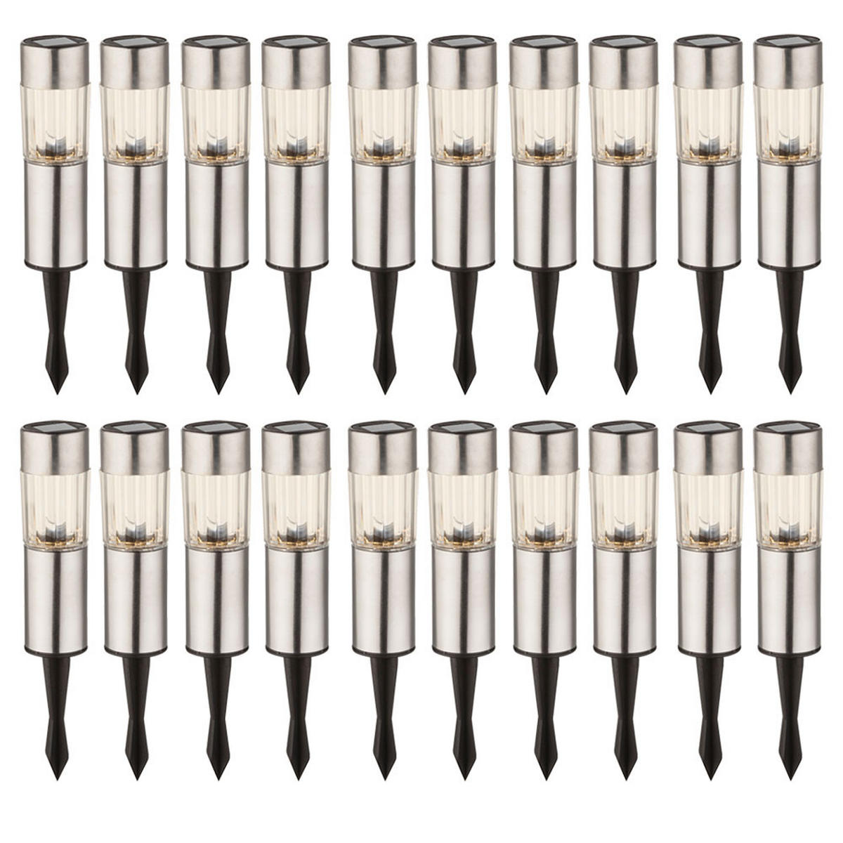 LED SOLARLEUCHTE Edelstahl Silber - Silberfarben, Kunststoff (4.6/4.6/25cm) - Globo Lighting