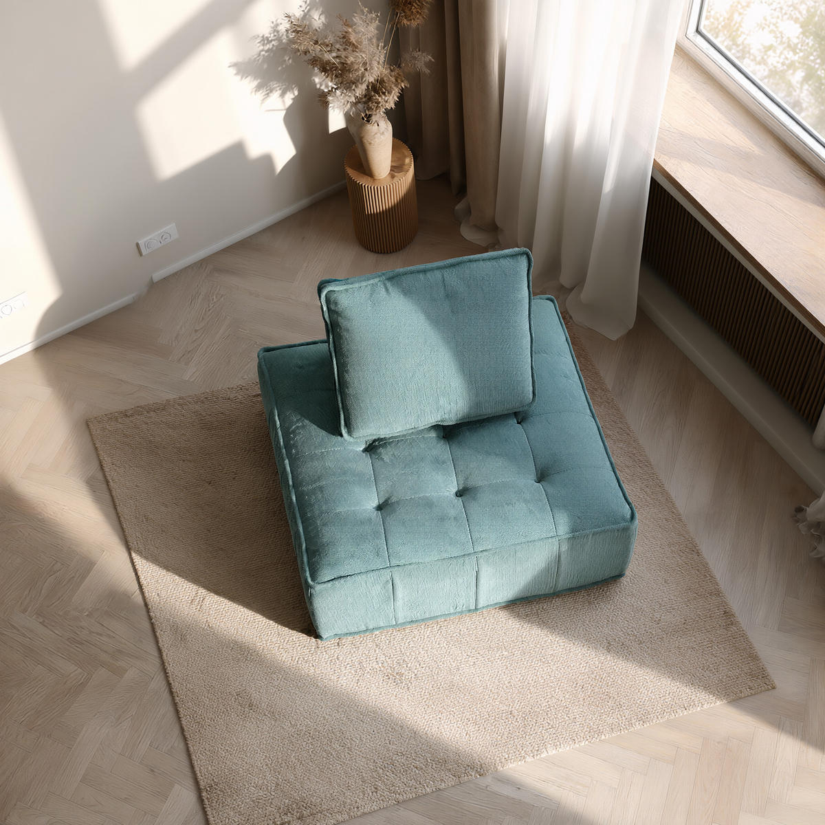 SESSEL Zen Salbei 1-Sitzer - Salbeigrün, Textil (100/75/100cm) - COCO Living