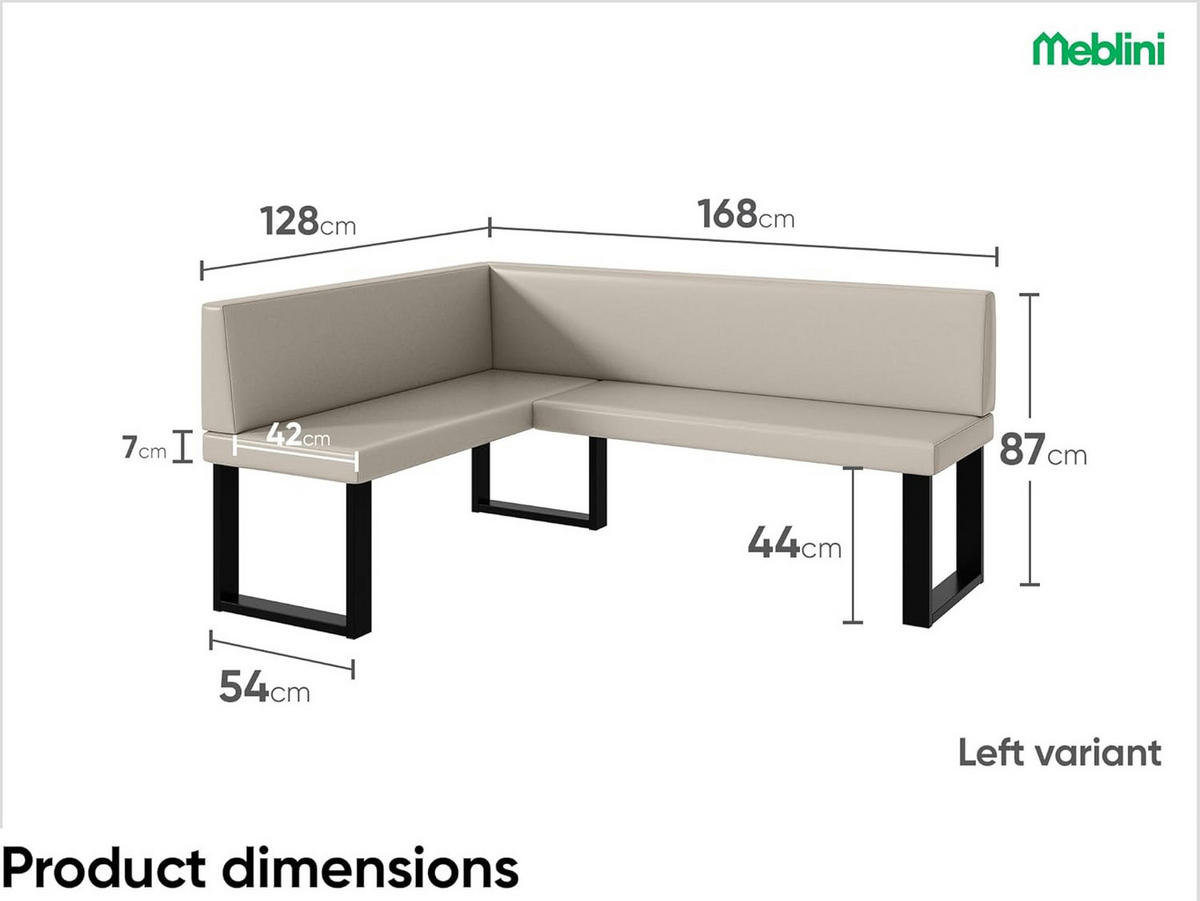 ECKBANK TONI_U - Beige, Leder (128/168cm) - Meblini