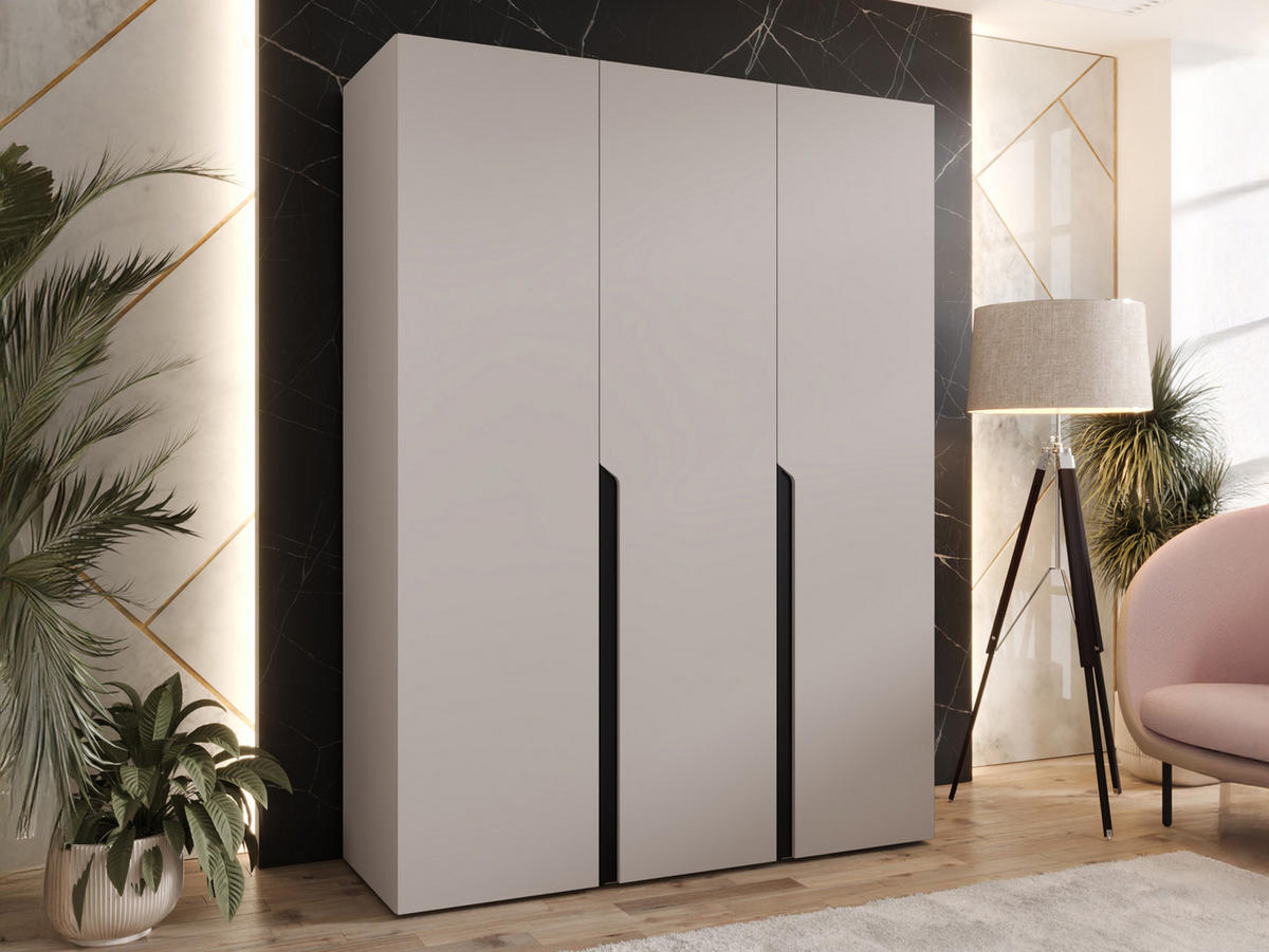 DREHTÜRENSCHRANK Mila I 150 - Kaschmir/Schwarz, Holzwerkstoff/Kunststoff (150/202/52cm) - MIRJAN24