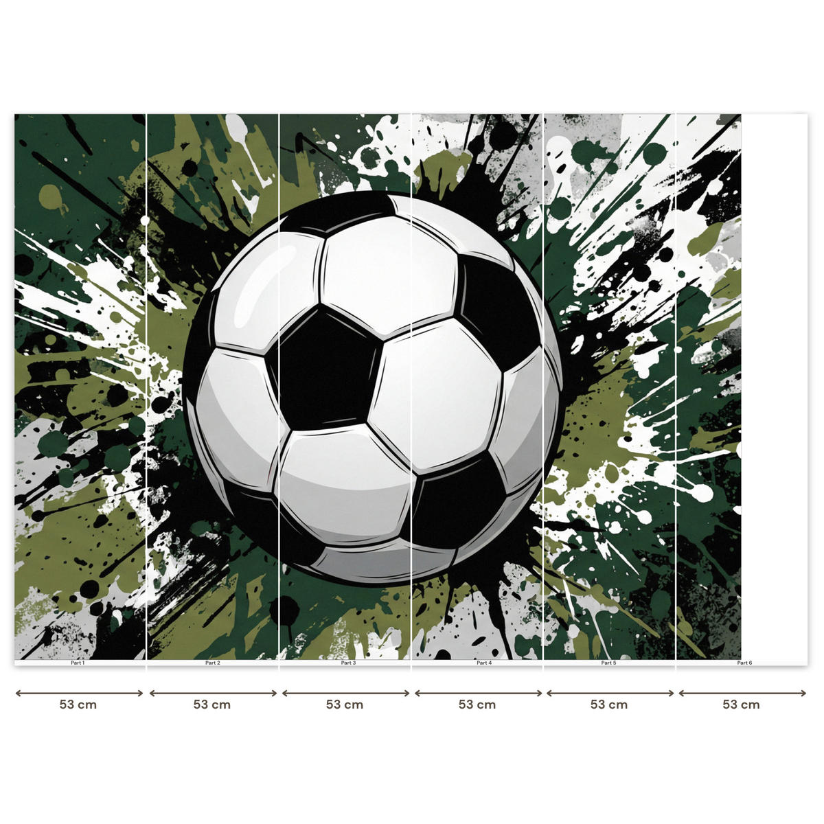 KINDERTAPETE - Fußball - Farbe - Spritzer - Grün - 260x200 cm - Dunkelgrün, Papier (260/200cm) - OnlyWow