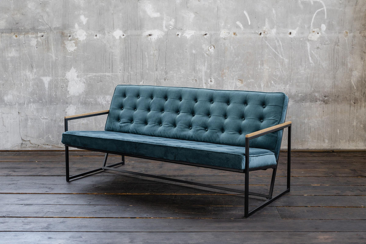 POLSTERBANK ARLY Petrol Velvet - Petrol, Textil (173/80/77cm) - KAWOLA