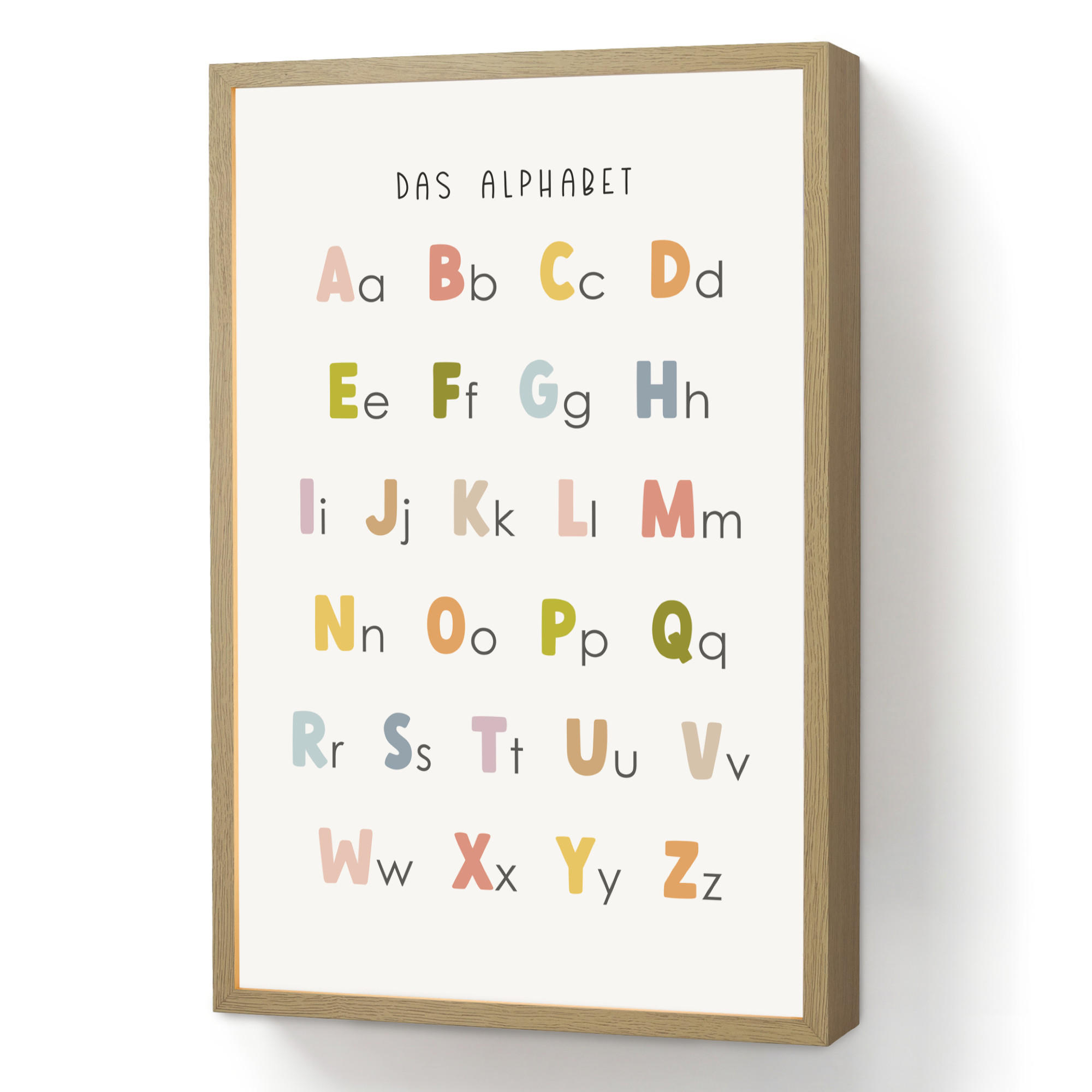 NACHTTISCHLAMPE MIT AKKU Pädagogisch - Alphabet lernen - Farbenfroh - Weiß - Buchstaben 40x60 cm - Weiß, Holzwerkstoff (8/40/60cm) - OnlyWow