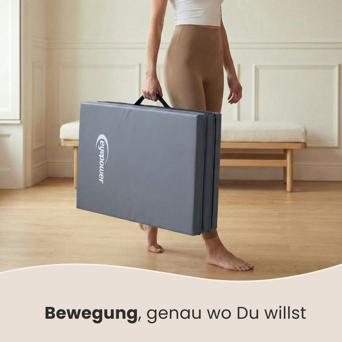 GYMNASTIKMATTE zum Wenden - 180/60/5 cm Faltbare Turnmatte - Grau, Kunststoff (60/180cm) - eyepower