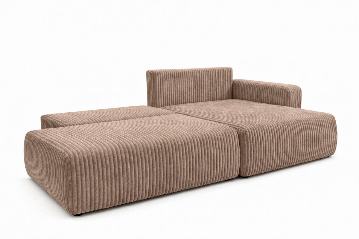 ECKSOFA Mit Schlaffunktion Und Bettkasten, Cordstoff Tilia, Braun, Rechts, OPEN XL - Braun, Holz (262/145cm) - Kaiser Möbel
