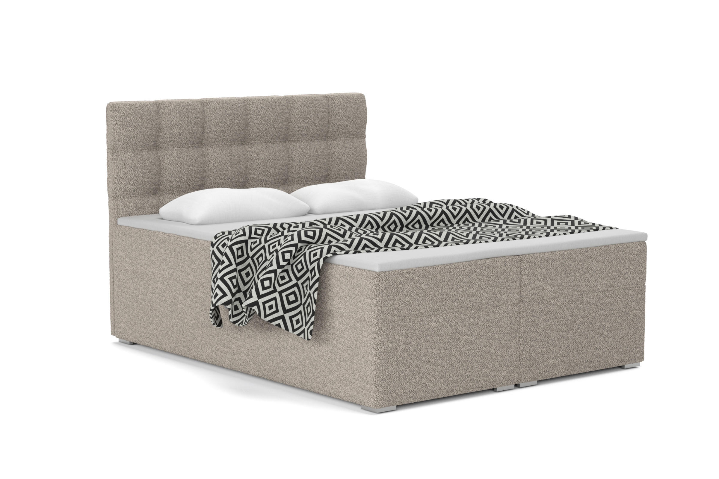 BOXBETT ABI 140/200 in Boucle Beige H4 - Beige, Holz/Holzwerkstoff (140/200cm) - Deine Möbel 24