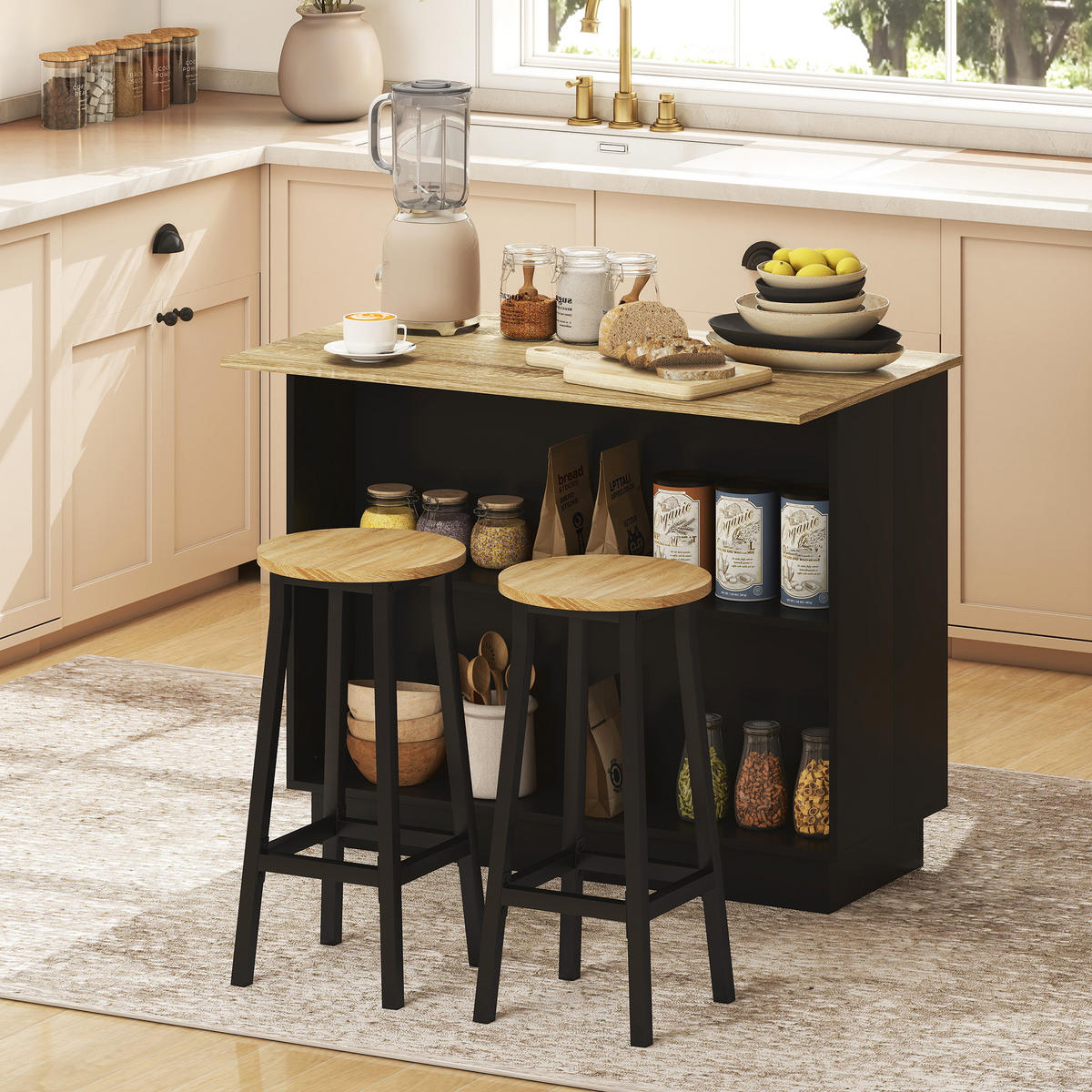 KÜCHENINSEL Schwarz 1 Stück - Schwarz, Holzwerkstoff (60/82/105cm) - GiPP