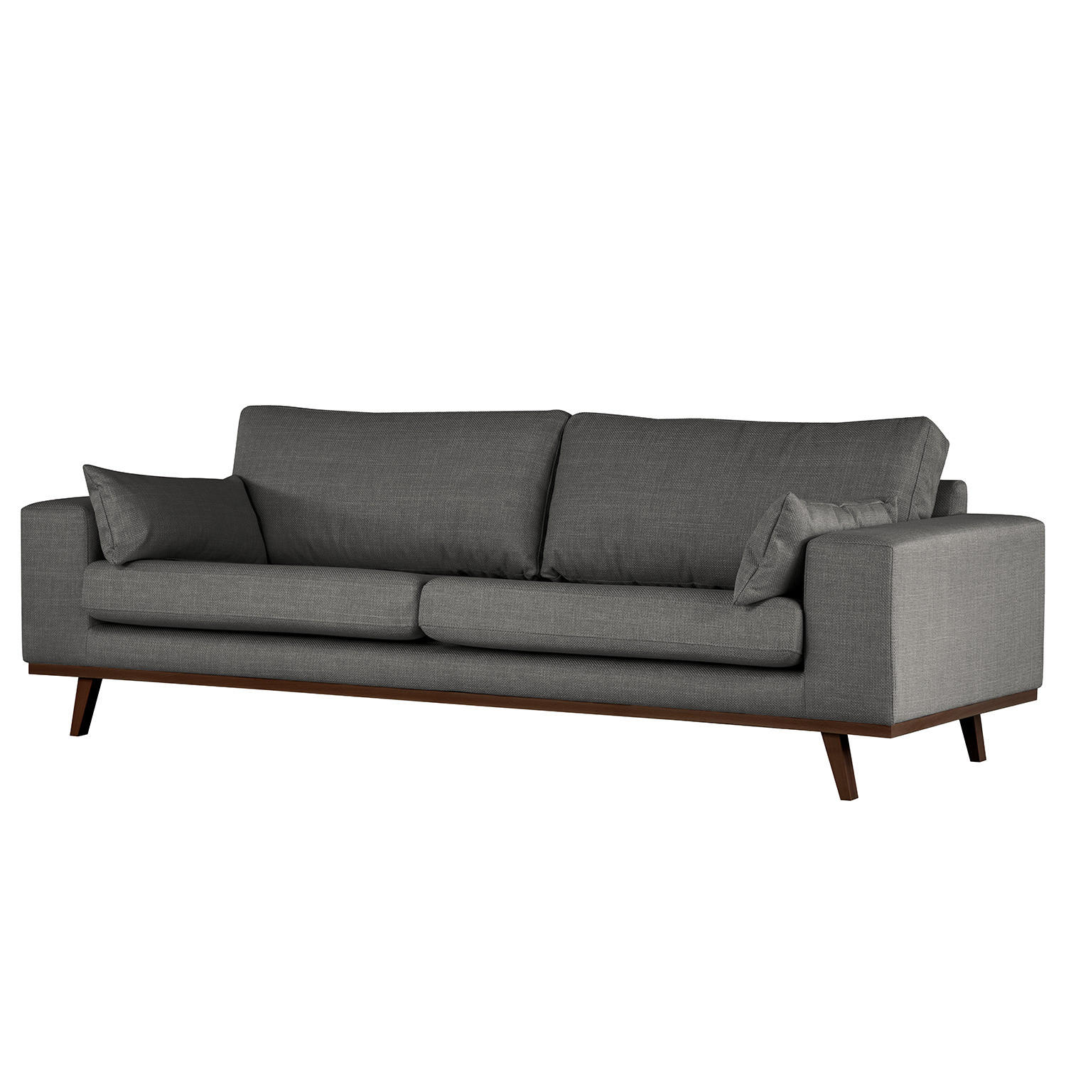 3-SITZER SOFA - Dunkelgrau/Buchefarben, Buchenholz/Textil (237/81/88cm) - home24