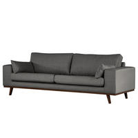 3-SITZER SOFA - Dunkelgrau/Buchefarben, Buchenholz/Textil (237/81/88cm) - home24