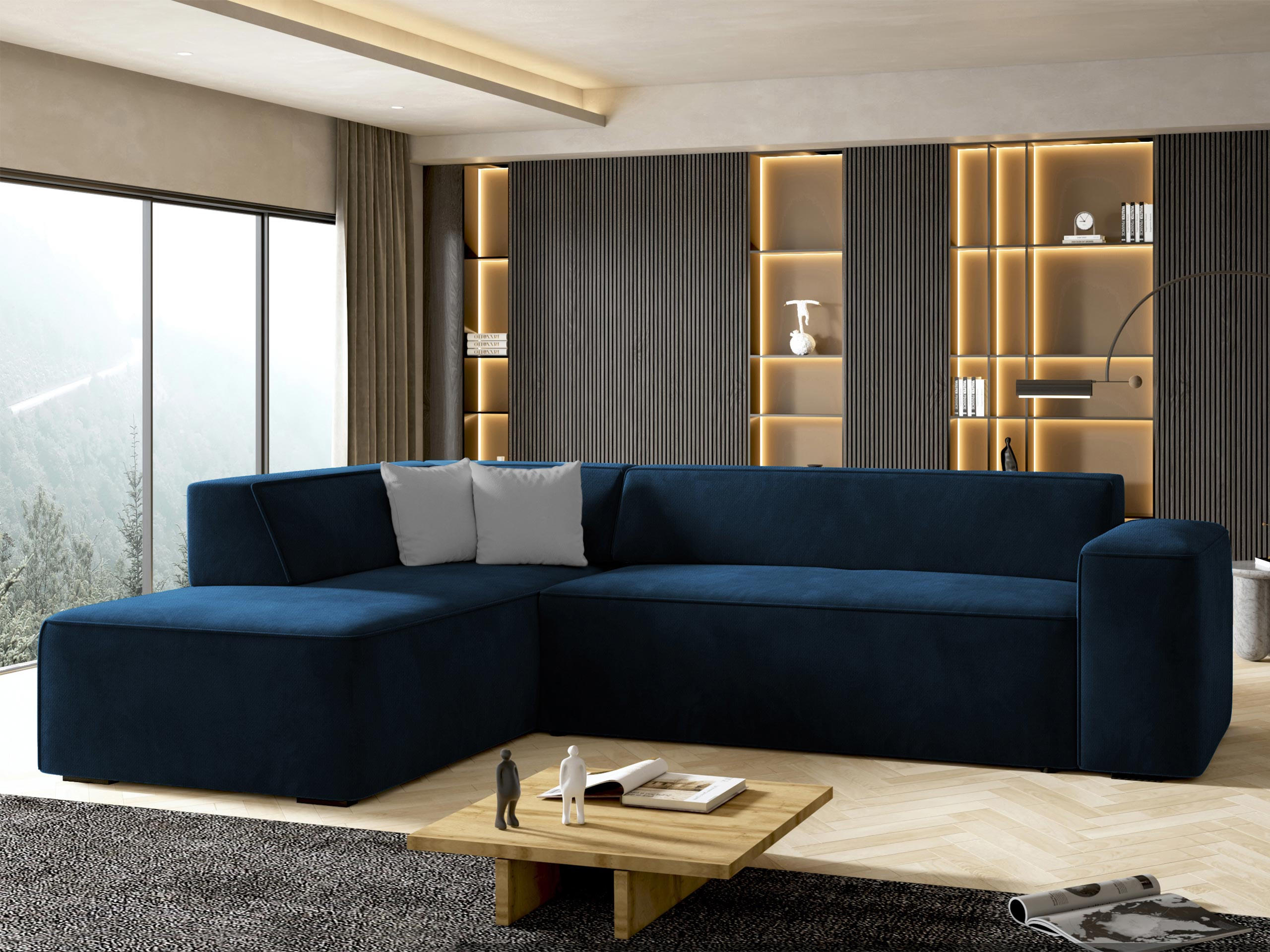 ECKSOFA Lordin, Seite: Links - Blau, Holz/Textil (267/205cm) - MIRJAN24