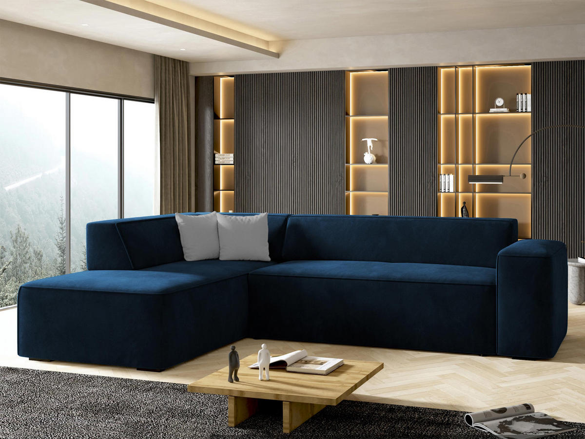 ECKSOFA Lordin, Seite: Links - Blau, Holz/Textil (267/205cm) - MIRJAN24