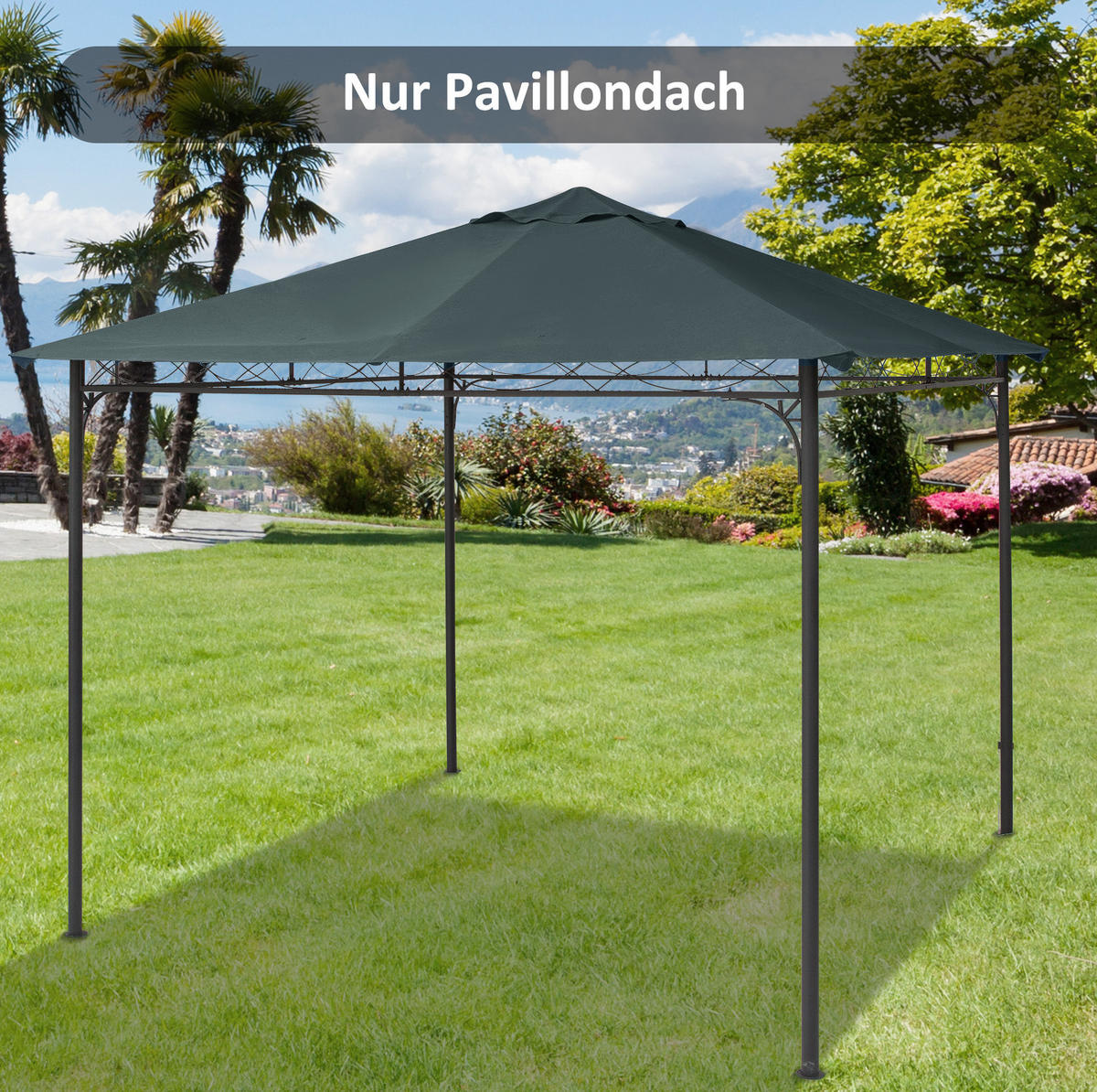 PAVILLONDACH 298/295 cm dunkelgrau aus Polyester mit PA-Beschichtung - Dunkelgrau, Textil (295/1/298cm) - OKWISH