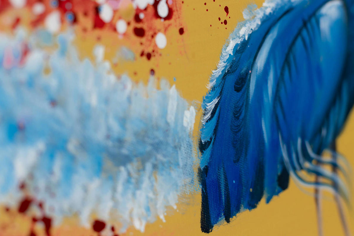 ACRYLBILD HANDGEMALT 90/60 cm - Blau/Pink, Holz/Textil (1.3/60cm) - KUNSTLOFT