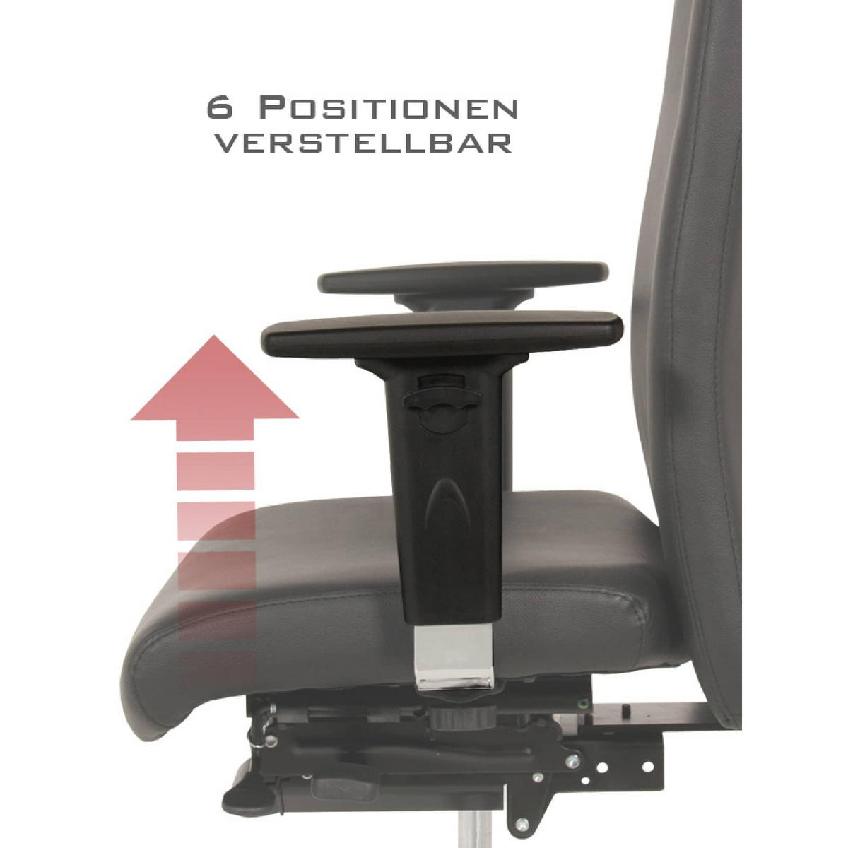 BÜROSTUHL Terox Echtleder Schwarz - ergonomisch, 150 kg belastbar, Sitzhöhe 54-66cm - Schwarz, Leder/Kunststoff (65/106/60cm) - Versee