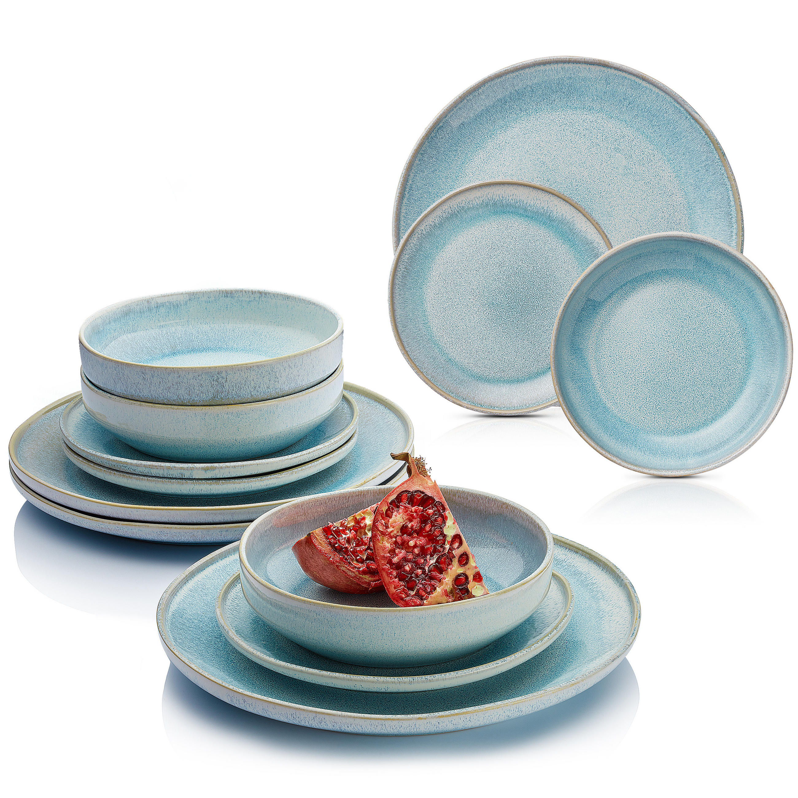 TAFELSERVICE LIMA - 12 teilig aus Steingut - Hellblau, Keramik (45/35/39cm) - Sänger