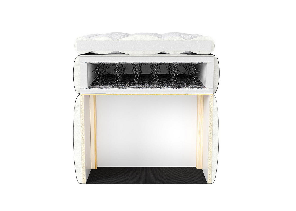 BOXBETT Lucy 2 Grau ca.180 / 200 cm mit Topper - Grau, Holz - Bessagi Home