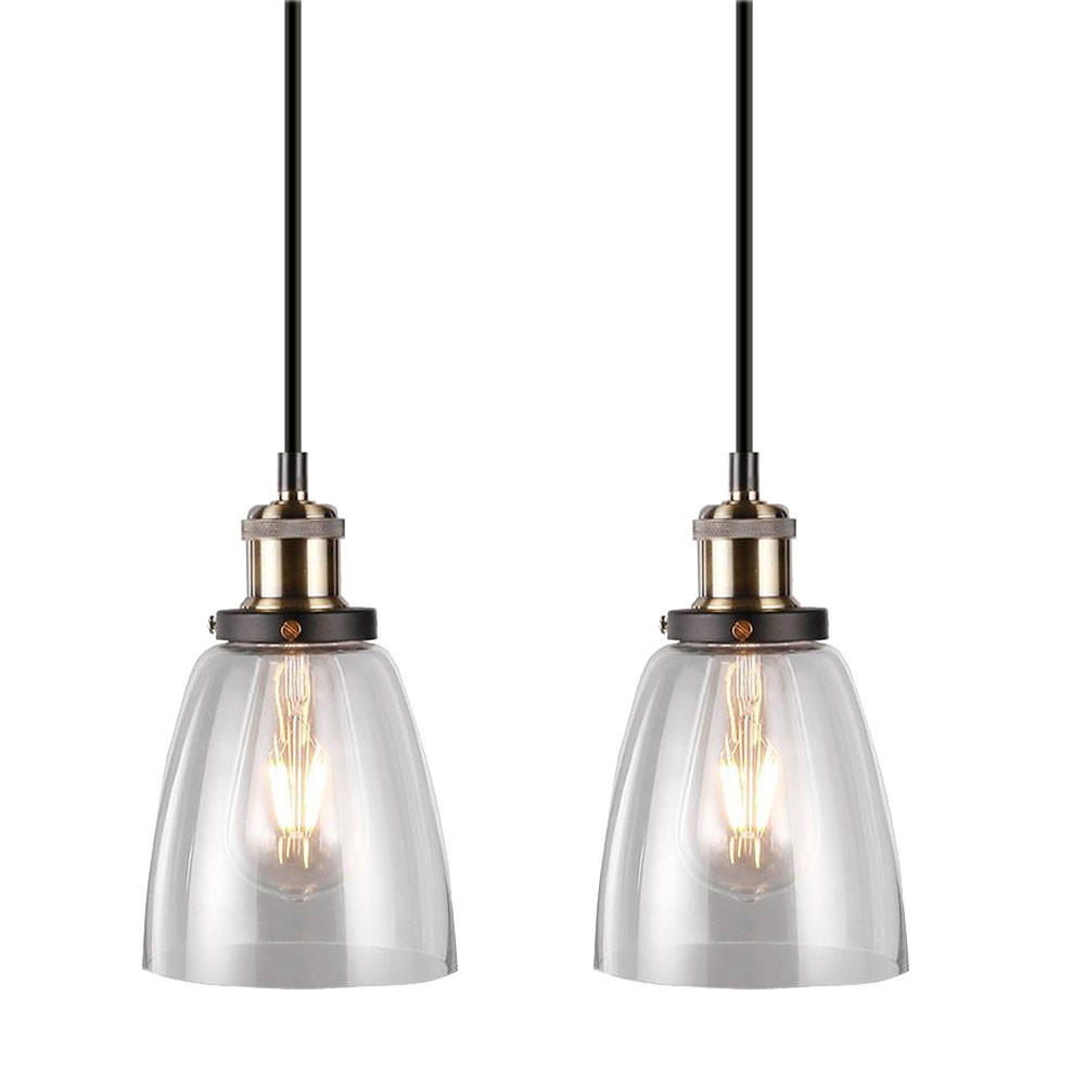 PENDELLEUCHTE Metall Glas Schwarz 2er Set - Schwarz, Glas (14/24/113cm)