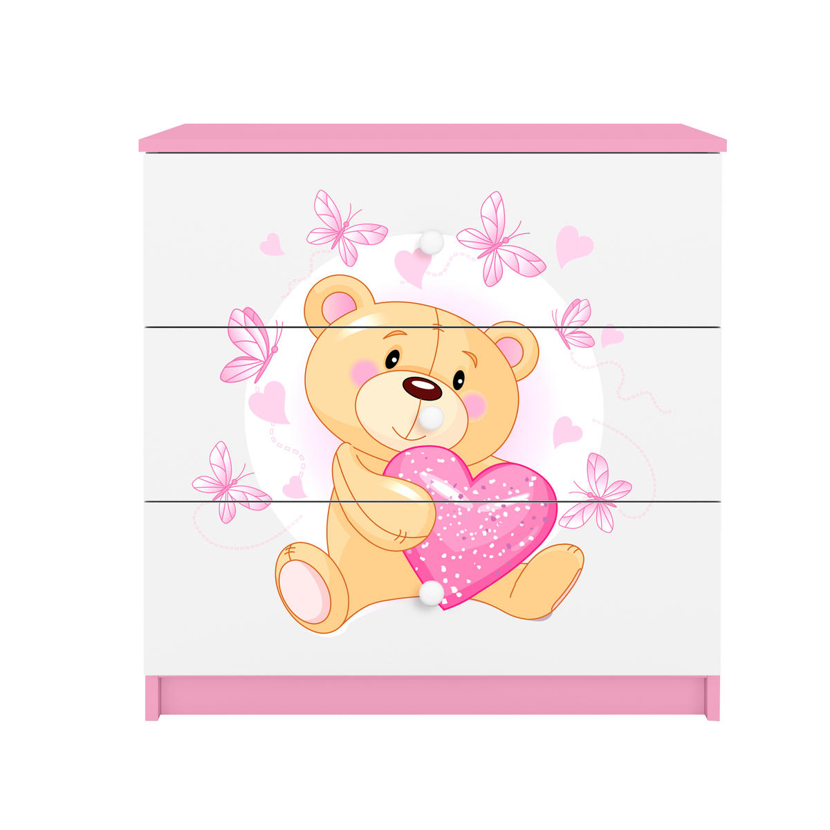 KOMMODE Babydreams Teddybär II 81/81/41 - Rosa, Holzwerkstoff (81/81/41cm) - RAUMHIRSCH FURNITURE
