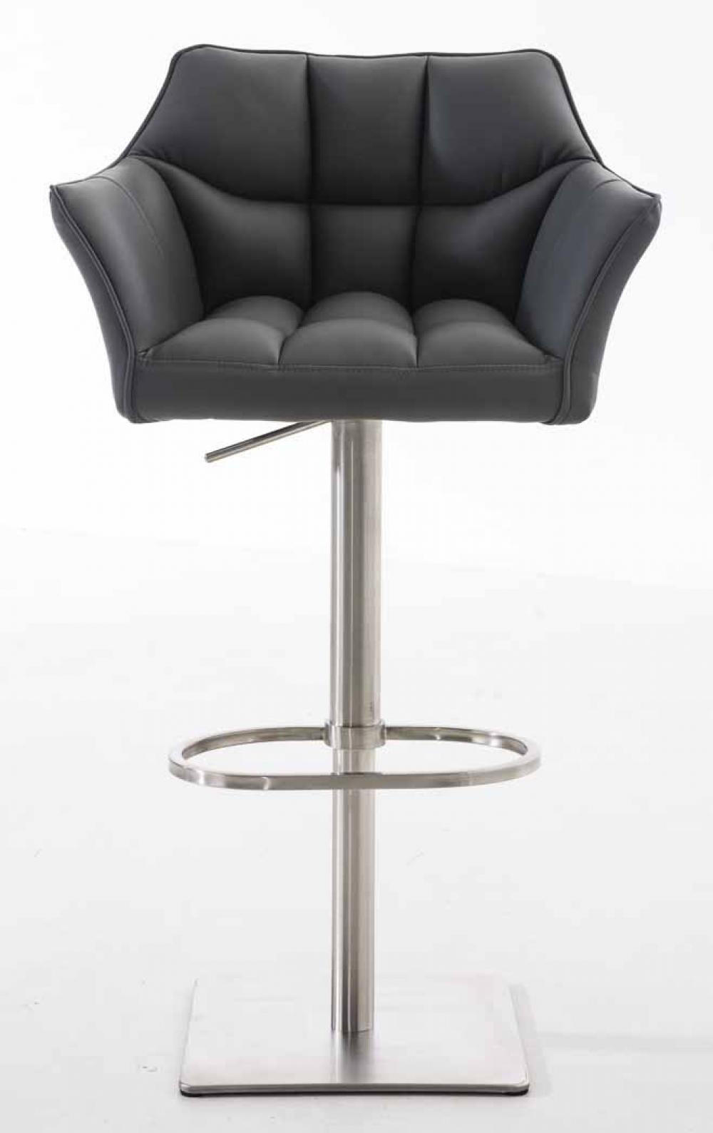 BARHOCKER 2er Set Lederlook Grau - Edelstahlfarben/Grau, Textil/Metall (64/88/45cm) - CLP