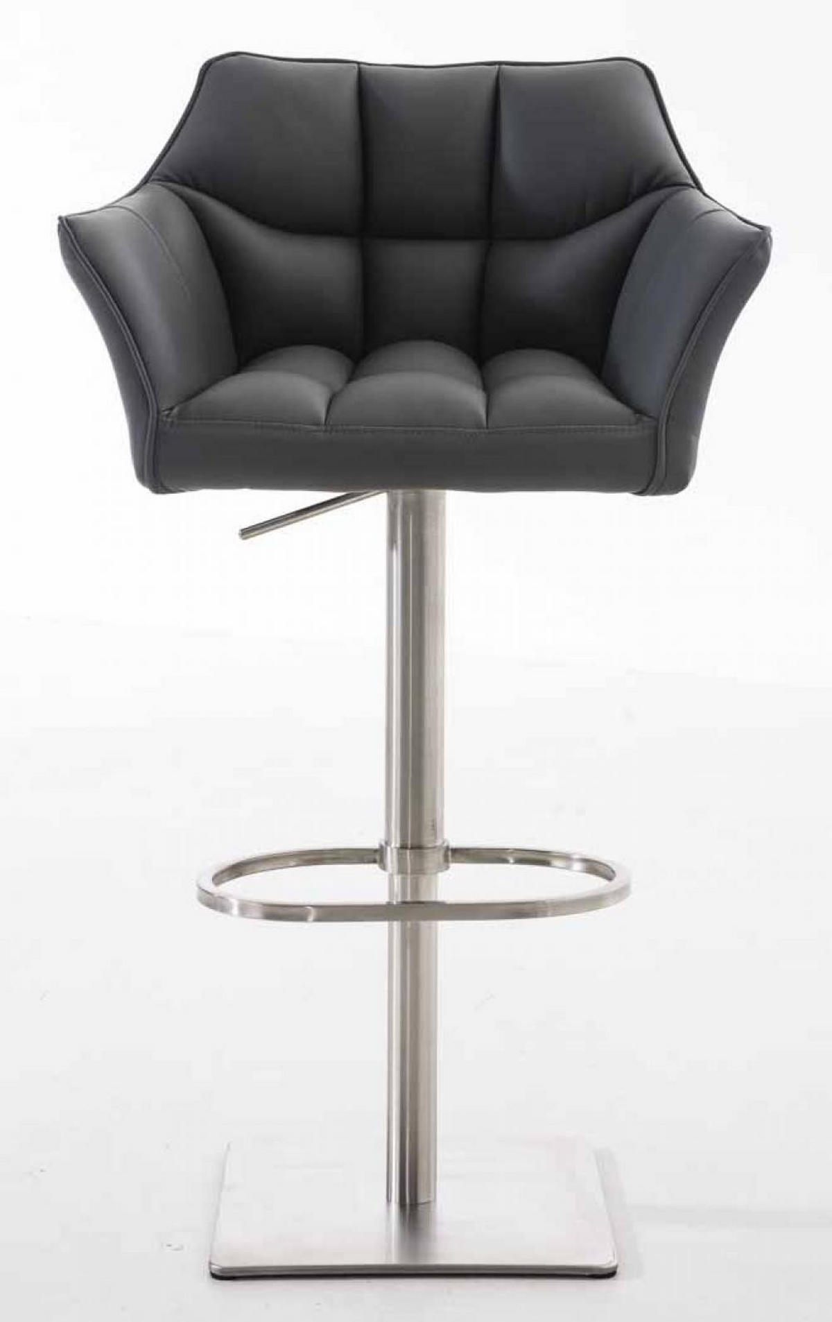 BARHOCKER 2er Set Lederlook Grau - Edelstahlfarben/Grau, Textil/Metall (64/88/45cm) - CLP