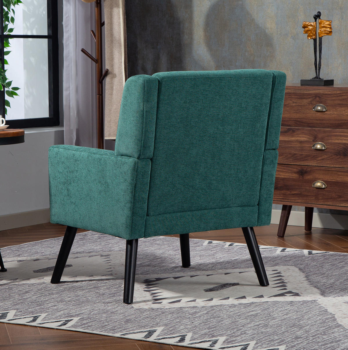 SESSEL in Retro-Grün mit Tufting und Massivholzbeinen,76/68/88 cm - Waldgrün, Textil (76/88/68cm) - Flora Grace
