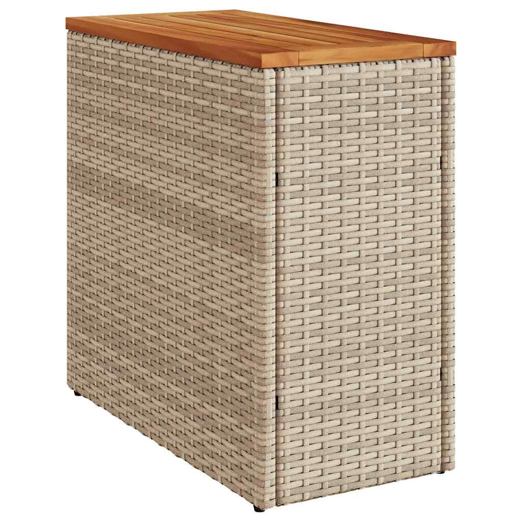 GARTEN-BEISTELLTISCH Holzplatte Beige 58/27,5/55 Cm Poly Rattan - Beige, Kunststoff (58/27.5/55cm) - vidaXL