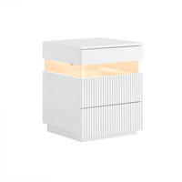 NACHTTISCH mit 3 Schubladen, Weiß - Weiß, Holzwerkstoff/Metall (41/52/40cm) - SoBuy