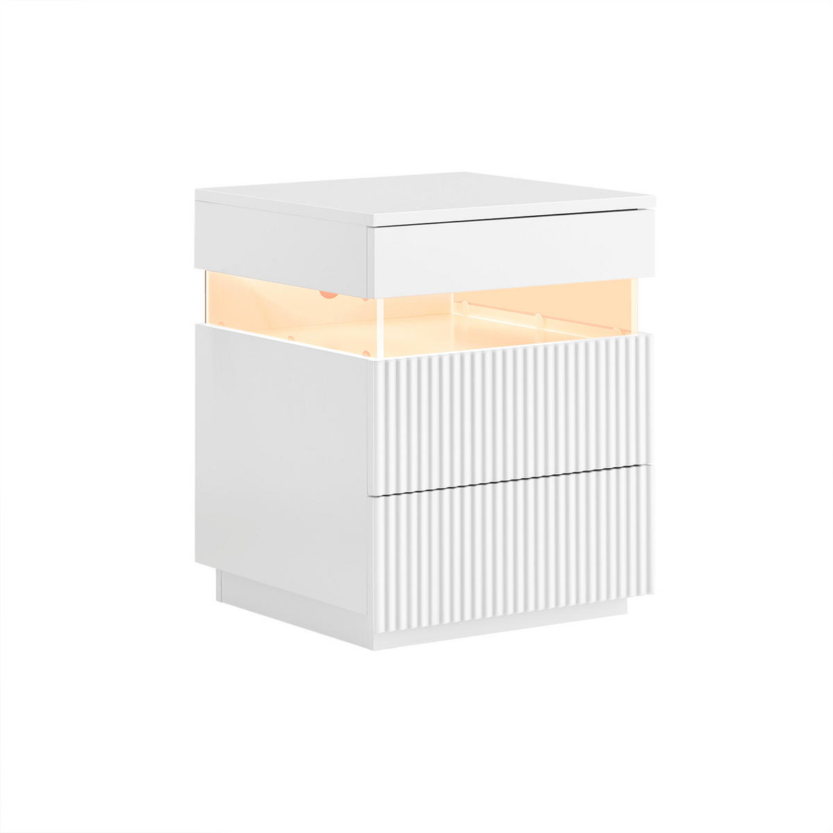 NACHTTISCH mit 3 Schubladen, Weiß - Weiß, Holzwerkstoff/Metall (41/52/40cm) - SoBuy