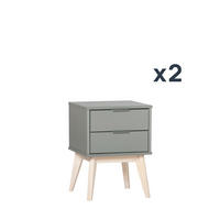 NACHTTISCH 2 SCHUBLADEN Troy Grün 40 cm x 53 cm 2er-Set - Grün, Holzwerkstoff (40/53/35cm) - Klast Home