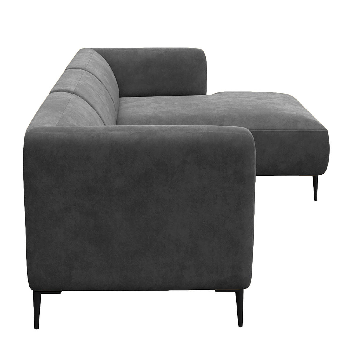 2,5-SITZER ECKSOFA mit Longchair - Schwarz/Grau, Textil/Metall (271/148cm) - home24