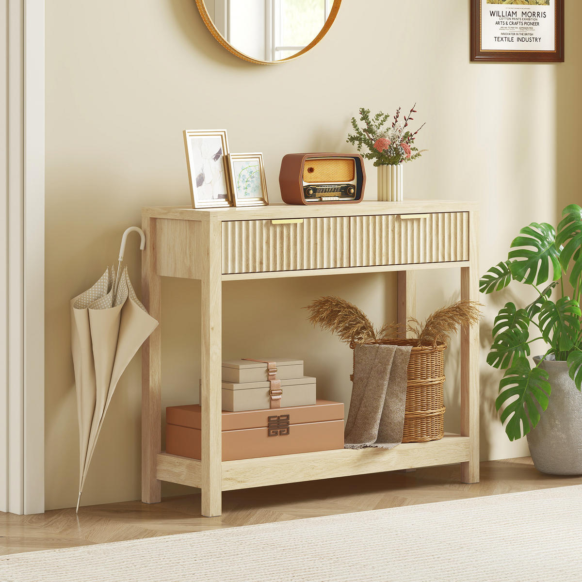 KONSOLENTISCH DE-16819 Naturholz - Naturfarben, Holzwerkstoff (90/30/76cm) - ComfortXL