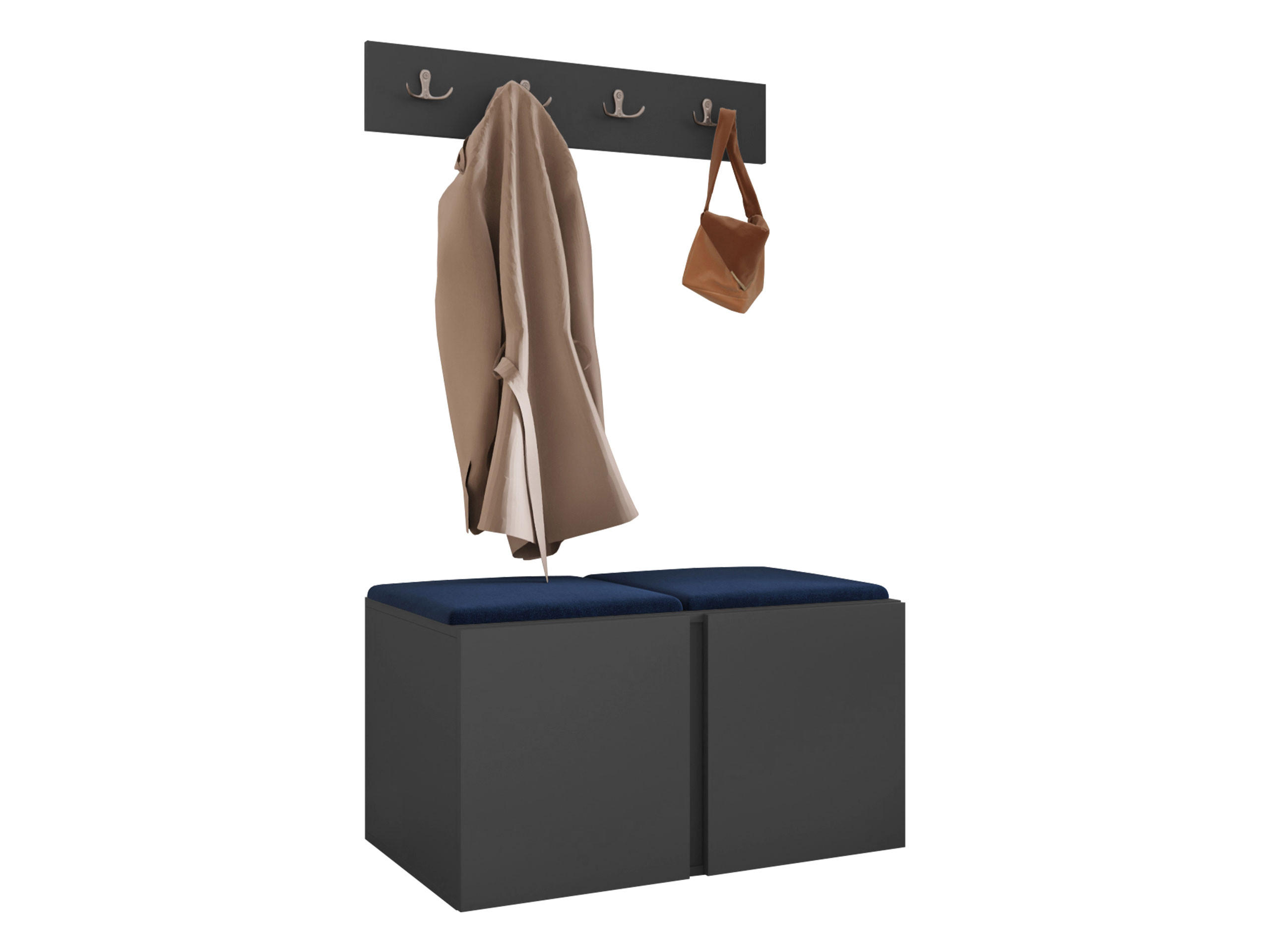 MOBILIER PENTRU HOL Orion VI - albastru/grafit, material plastic/compozit lemnos (84/42/46cm) - MIRJAN24