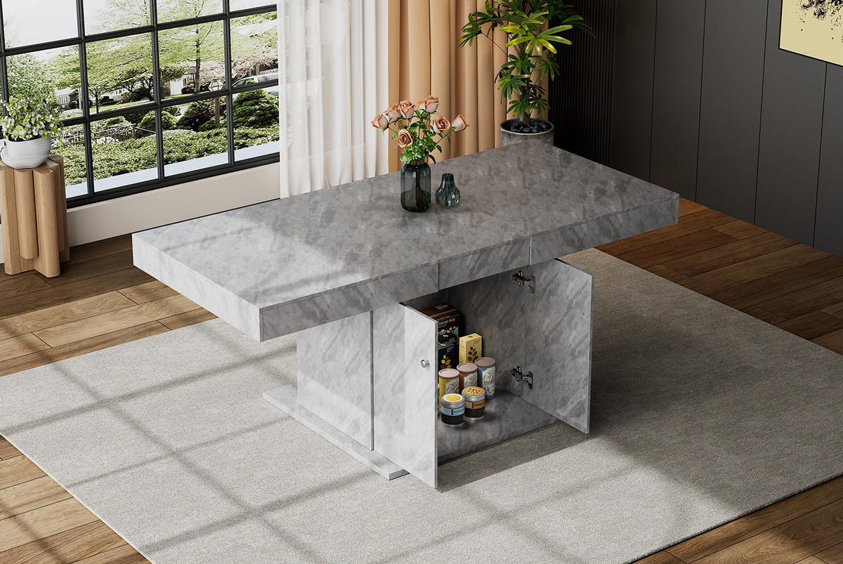 ESSTISCH 140-180/76/80 cm Grau aus Spanplatte mit Ausziehfunktion - Grau, Holzwerkstoff (180/80/76cm) - OKMYHOME
