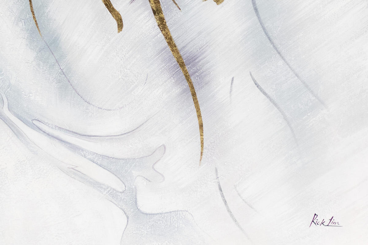 XXL ÖLGEMÄLDE Weiß 200/100 cm - Goldfarben/Weiß, Textil (200/100cm) - KUNSTLOFT