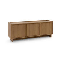 LOWBOARD Suna Japandi Design TV Board Eiche Caramel grifflos 147 cm breit - Braun, Holzwerkstoff (147/55/39cm) - Bettso
