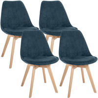 STUHL 4 Cord Dunkelblau - Eukalyptusholzfarben/Dunkelblau, Holz/Textil (49/83/50cm) - CLP